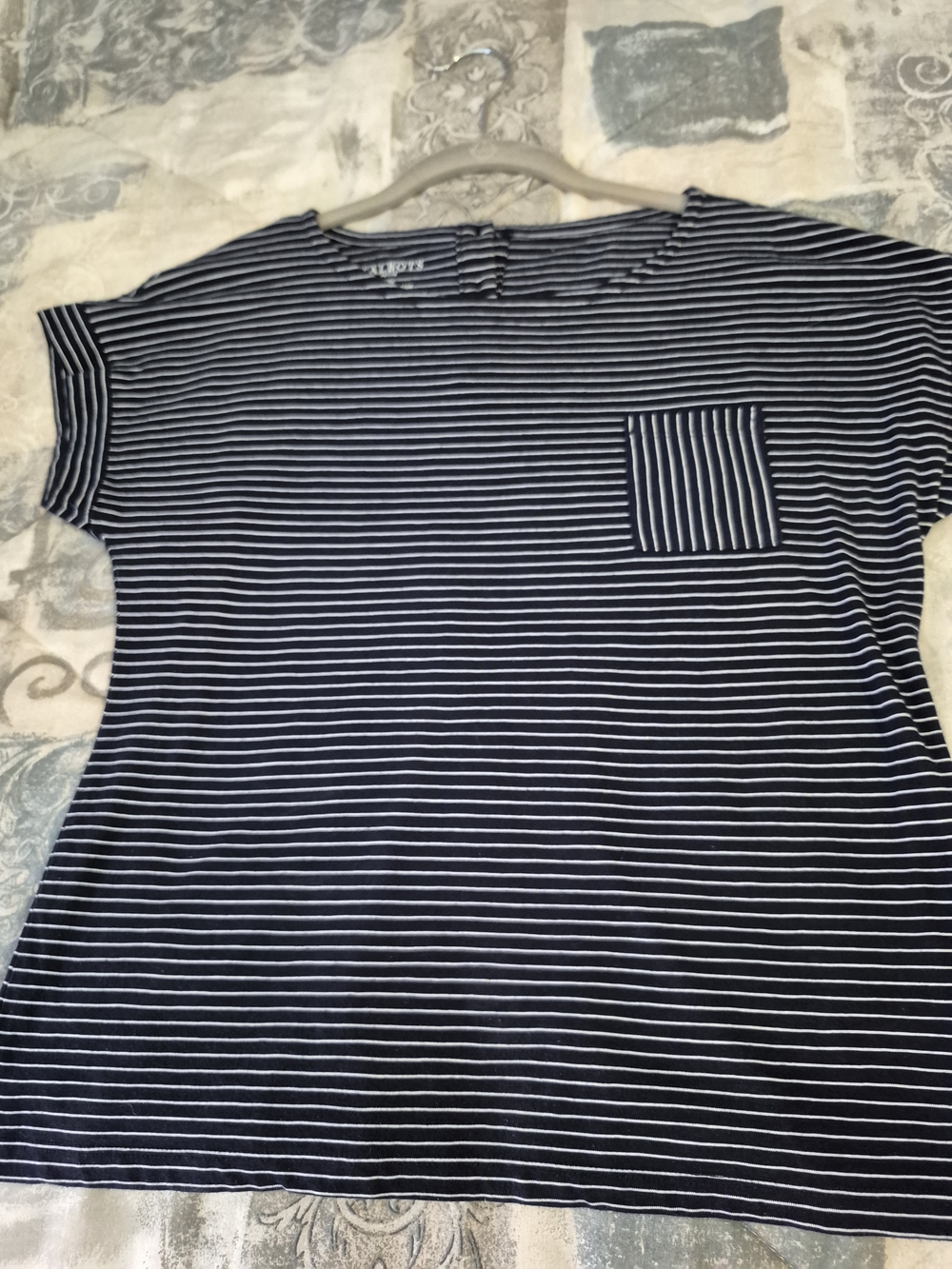 Talbots Navy and White Striped Tee